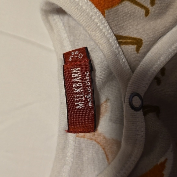 Milkbarn Orange and Gray Footies with Playful Animal Print Fox - Picture 2 of 2